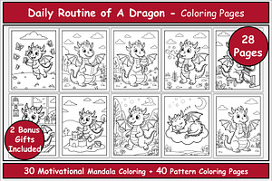 Dragon Daily Routine Coloring Pages