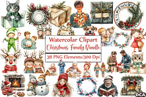 Christmas Family Bundle, an Illustration by DreamCafeArt
