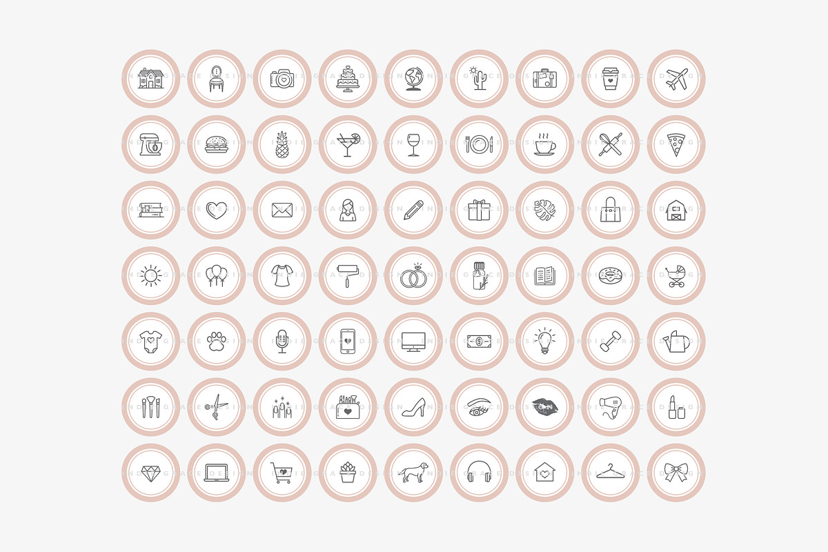 132 Blush Instagram Highlight Covers, a Social Media Template by Indie Grace Design (Photo 3 of 5)