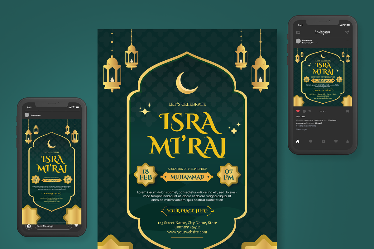 Isra Mi'raj Flyer Set, a Flyer Template by SquidPixey (Photo 6 of 6)