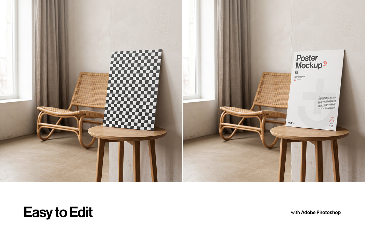 Rattan Poster & Tote Bag Mockup, a Packaging Mockup by Usethis Mockup (Photo 5 of 8)