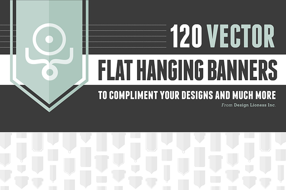 120 Flat Hanging Banners - Vector preview 4