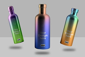 Three Metal Water Bottles Mockup, a Product Mockup by CreativeShaper