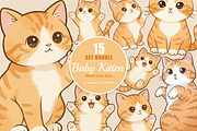 15 Bundle Watercolor Baby Kitten Pet, an Animal Illustration by Morspective (Thumbnail 1 of 8)