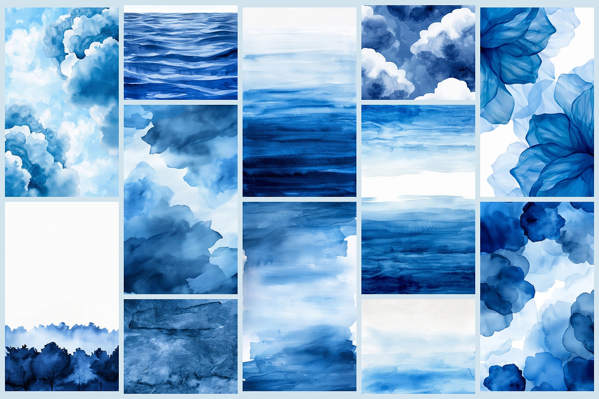 Blue Watercolor Backgrounds, an Abstract Photo by AI Petr Creative Agency (Photo 3 of 7)