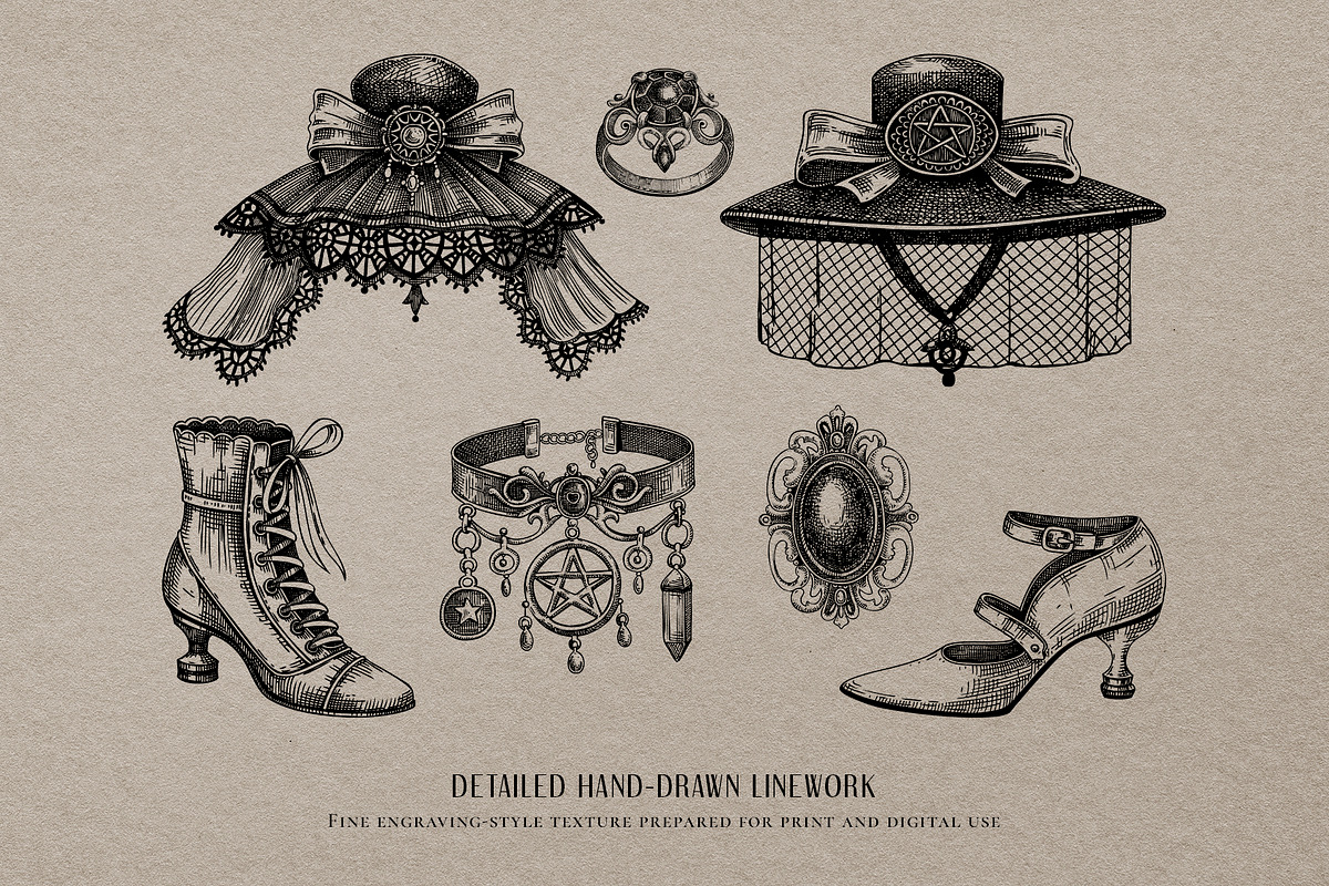 Gothic Fashion Illustration Set, an Object Graphic by Yevheniia (Photo 4 of 7)