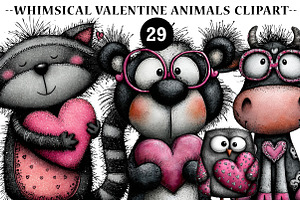 Valentine Animals Clipart, an Illustration by CreationArt