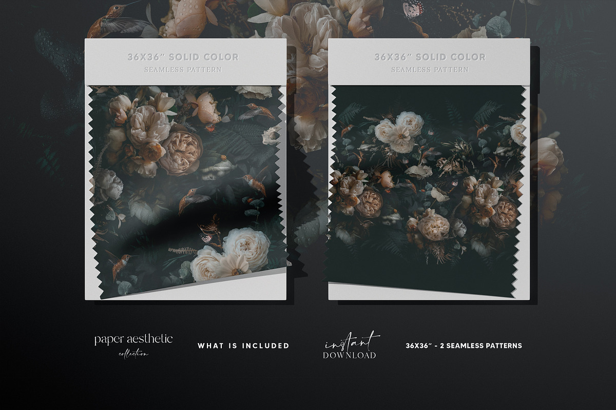 Dark Floral Background, a Pattern Graphic by paper aesthetic (Photo 5 of 10)