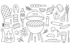 Set of Sunday summer picnic doodle, a Food Illustration by Tati_Kli