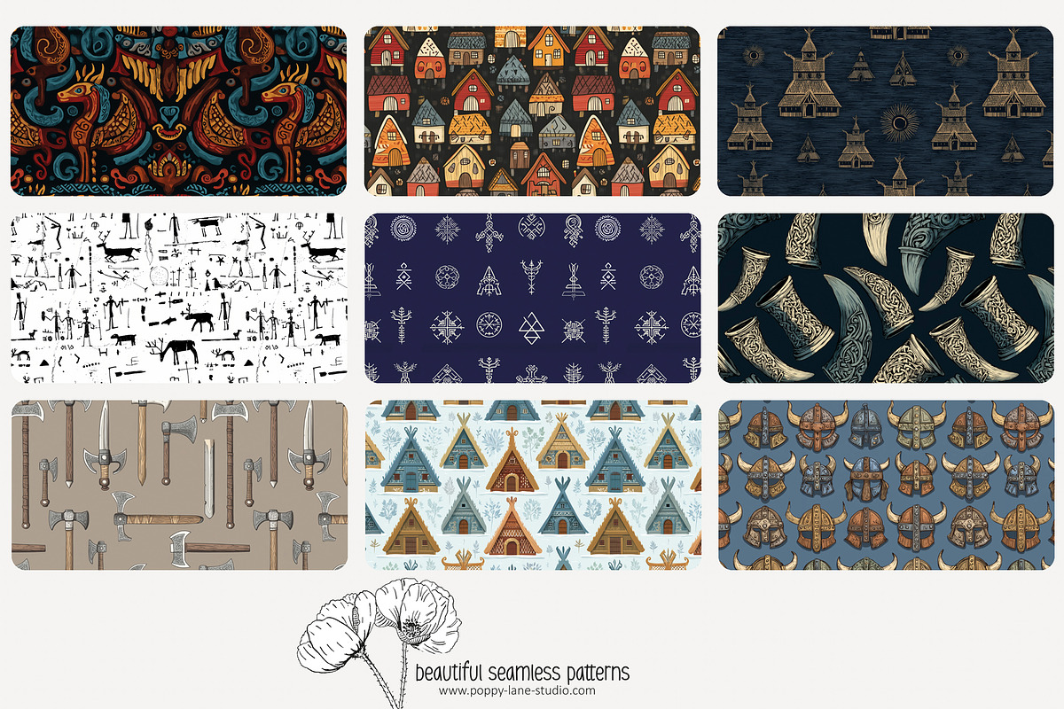 80 Viking seamless pattern, a Pattern Graphic by Poppy Lane Studio (Photo 10 of 11)