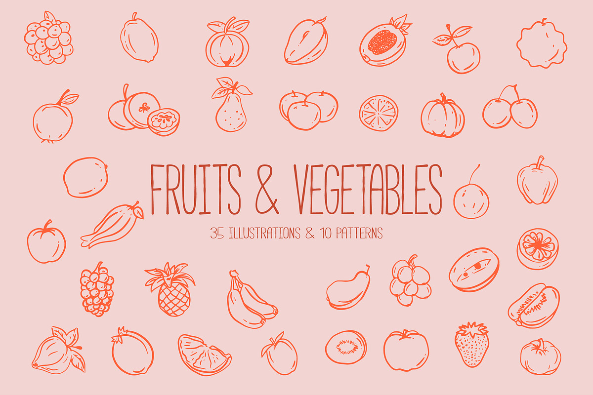 Fruits and Vegetables Collection, a Food Illustration by KristinaK3 (Photo 1 of 13)