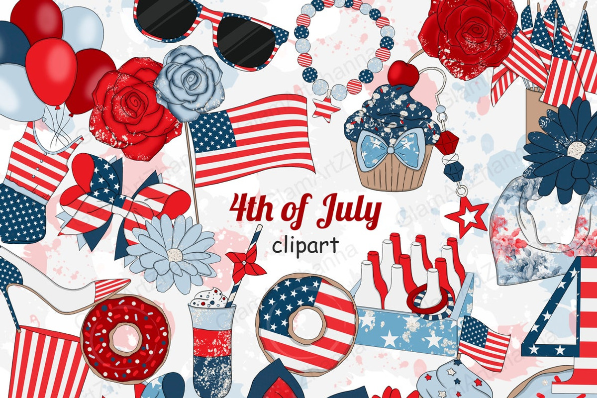 4th of July Clipart, an Illustration by GlamArtZhanna (Photo 1 of 3)