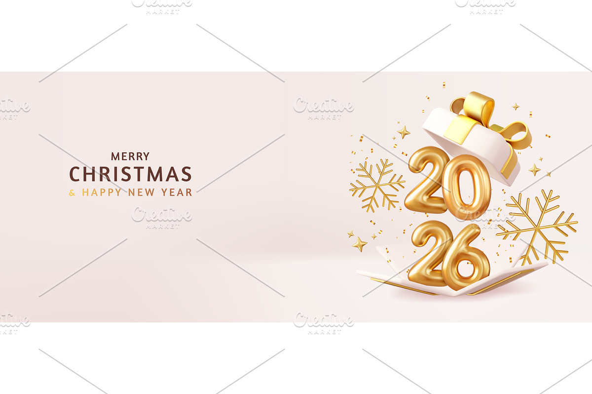 Christmas and New Year 2026 greeting, an Object Illustration by ModVector