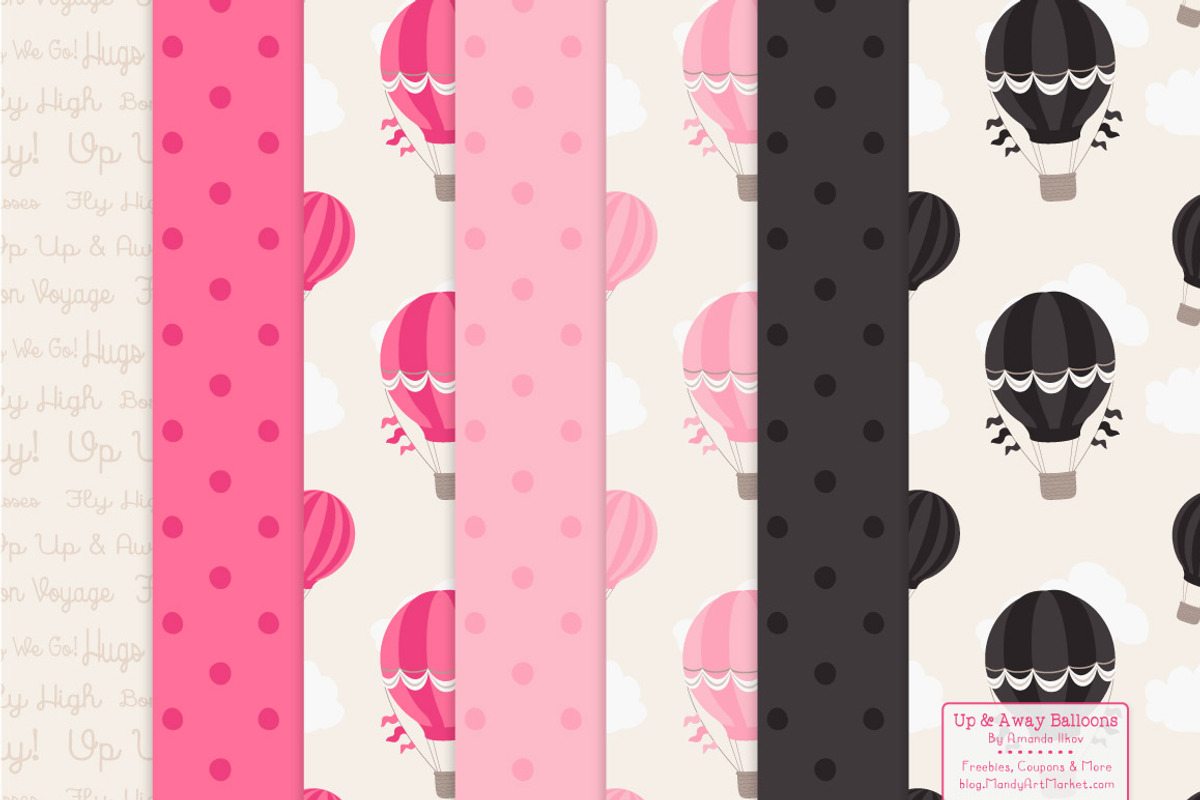 Hot Pink Hot Air Balloons & Patterns, an Illustration by Amanda Ilkov (Photo 5 of 5)