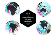 Set of 4 Watercolour Globes Renders, a Graphic by helloSG (Thumbnail 1 of 2)