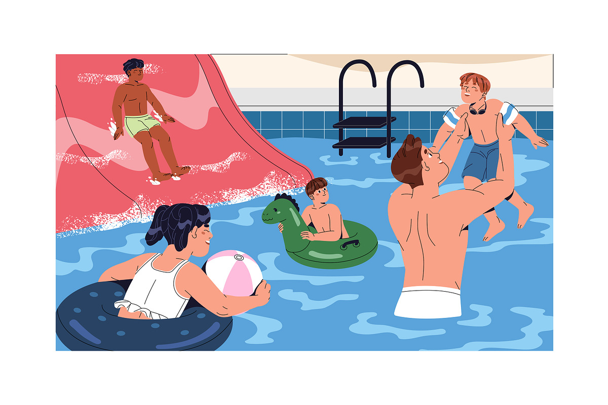 People in aquapark set, banner, a Person Illustration by PaperTrident (Photo 5 of 6)