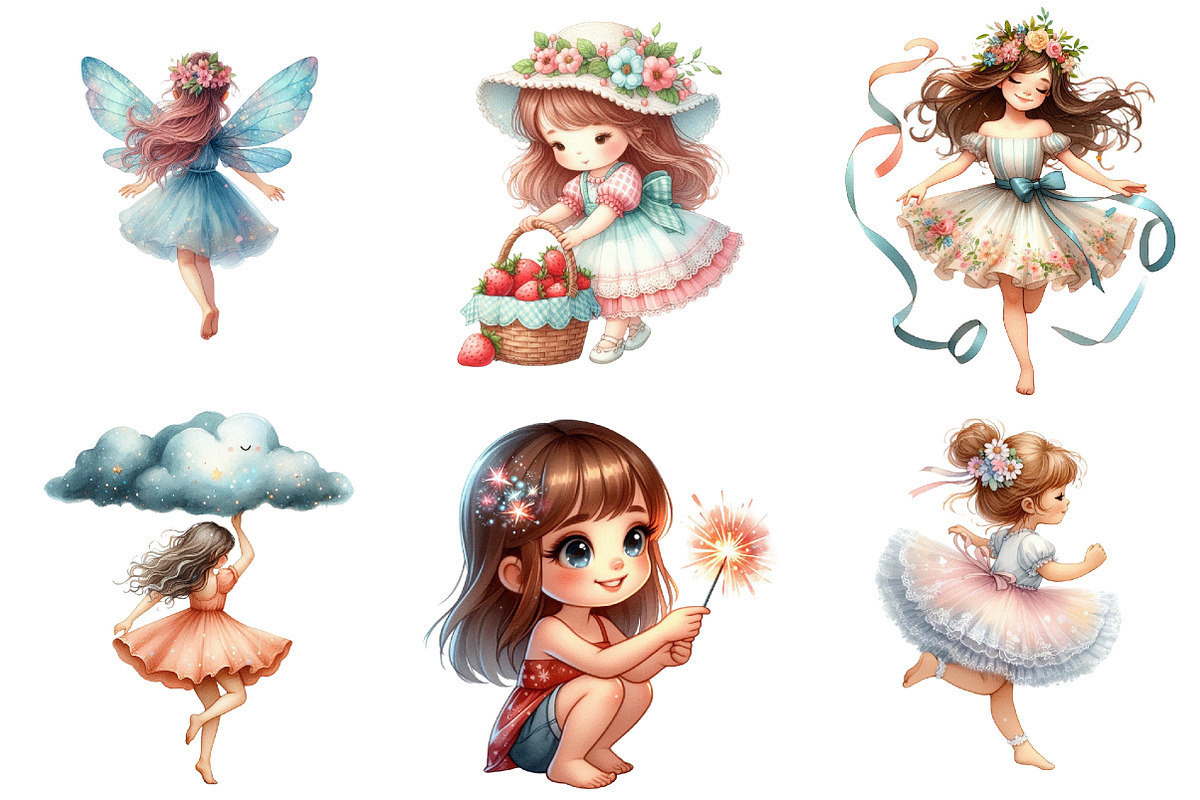 Whimsical Summer Girl Clipart, an Illustration by Pixels.Craft (Photo 7 of 9)