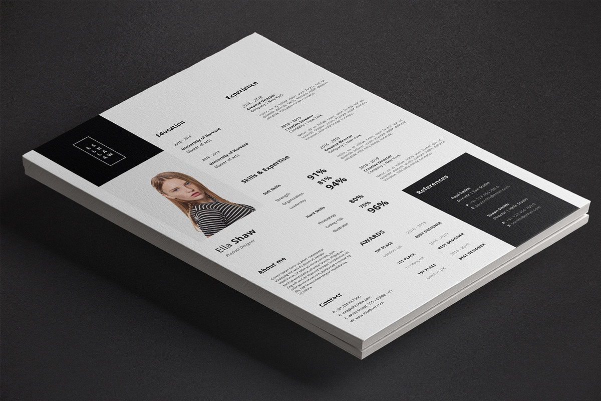 Ella Resume Template, a Resume Template by Nina Shaw (Photo 4 of 10)