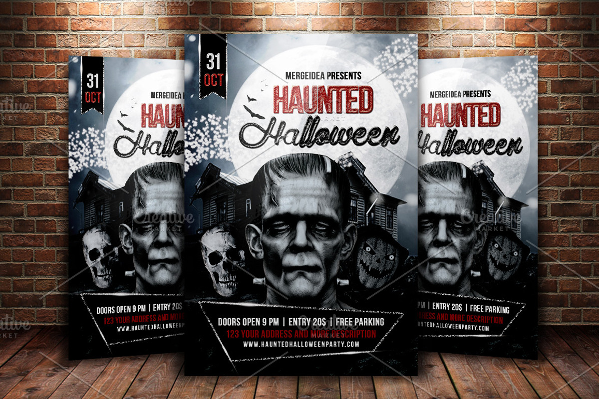 Haunted Halloween Party Flyer, a Flyer Template by MergeIdea (Photo 1 of 3)