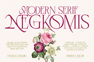 Negkomis — Elegant Ligature Serif, a Serif Font by Enxyclo Studio