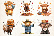 Autumn Funny Highland Cow Clipart, an Illustration by Dream Creation (Thumbnail 3 of 6)