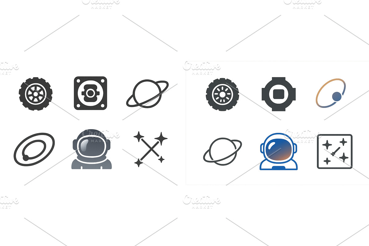 Collection of space-themed icons, a Technology Illustration by ZinetroN