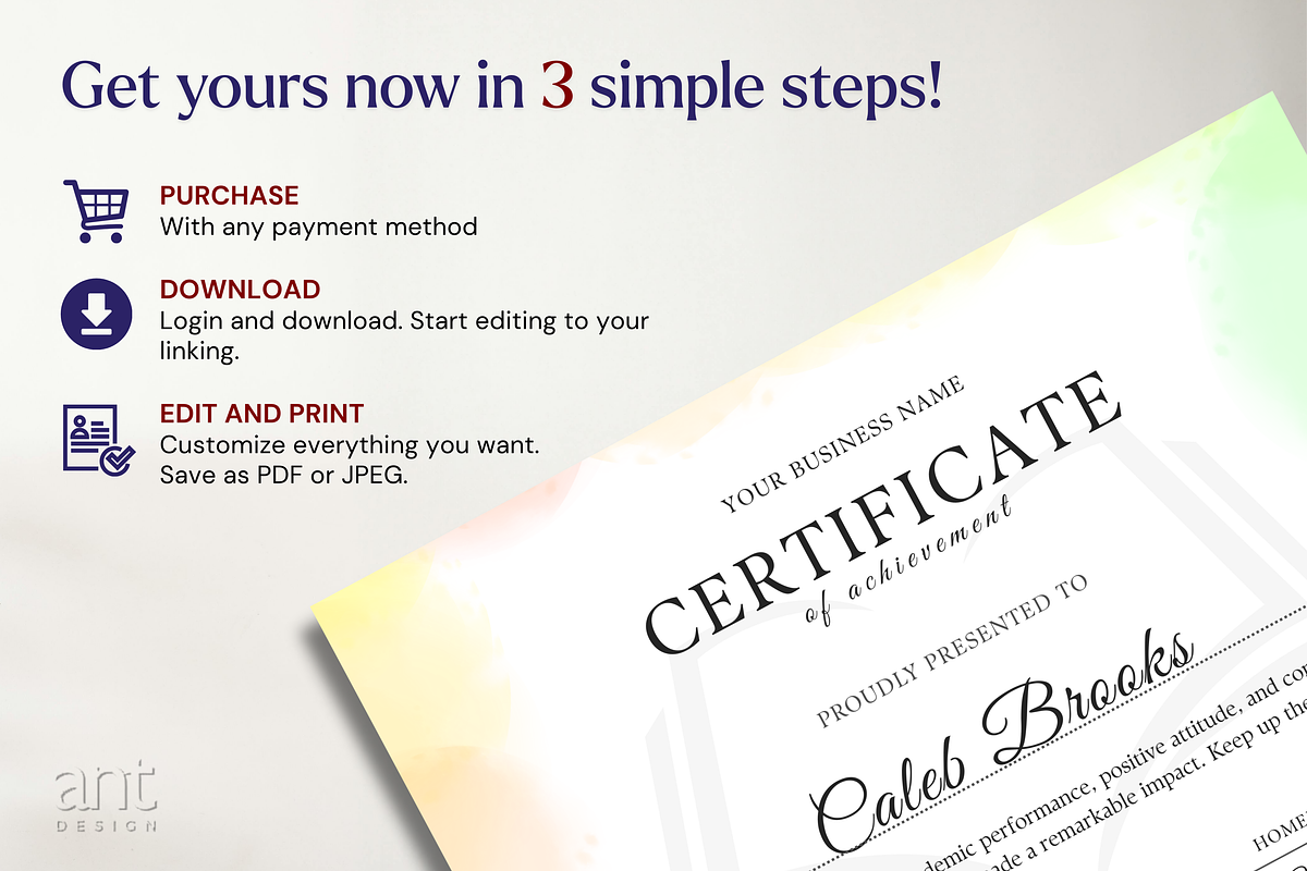 Certificate Template In Canva - CB, a Stationery Template by AntDesignStudio (Photo 4 of 5)
