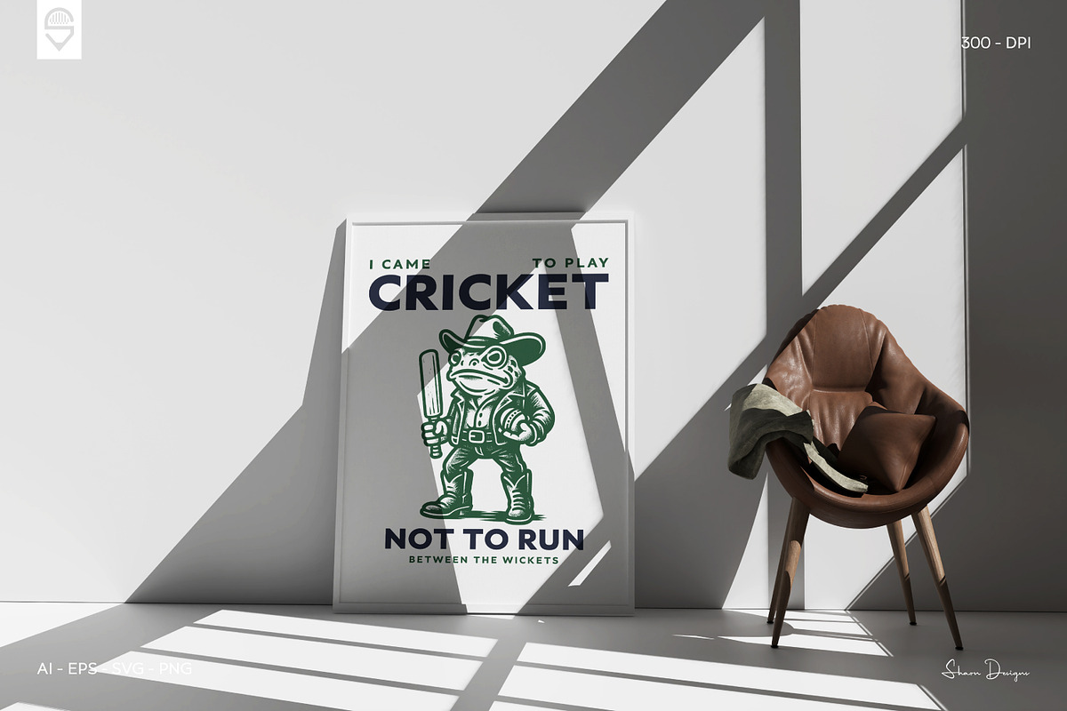 Funny Cowboy Frog Playing Cricket, a Sport Illustration by shaondesigns (Photo 5 of 6)