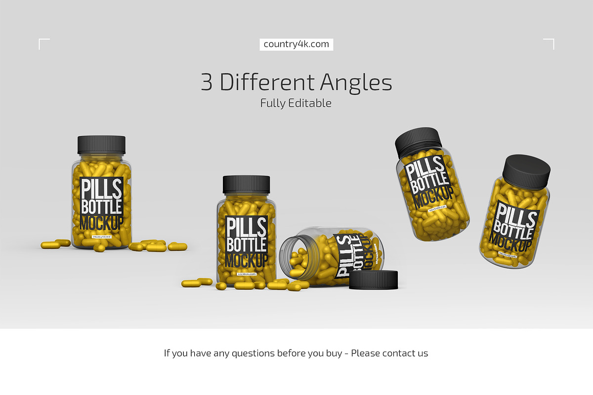 Clear Pills Bottle Mockup Set, a Packaging Mockup by Country4k (Photo 4 of 4)