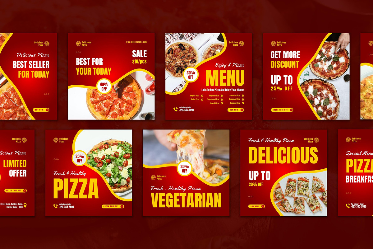 Delicious Pizza Instagram Post, a Social Media Template by CavenArt (Photo 5 of 5)