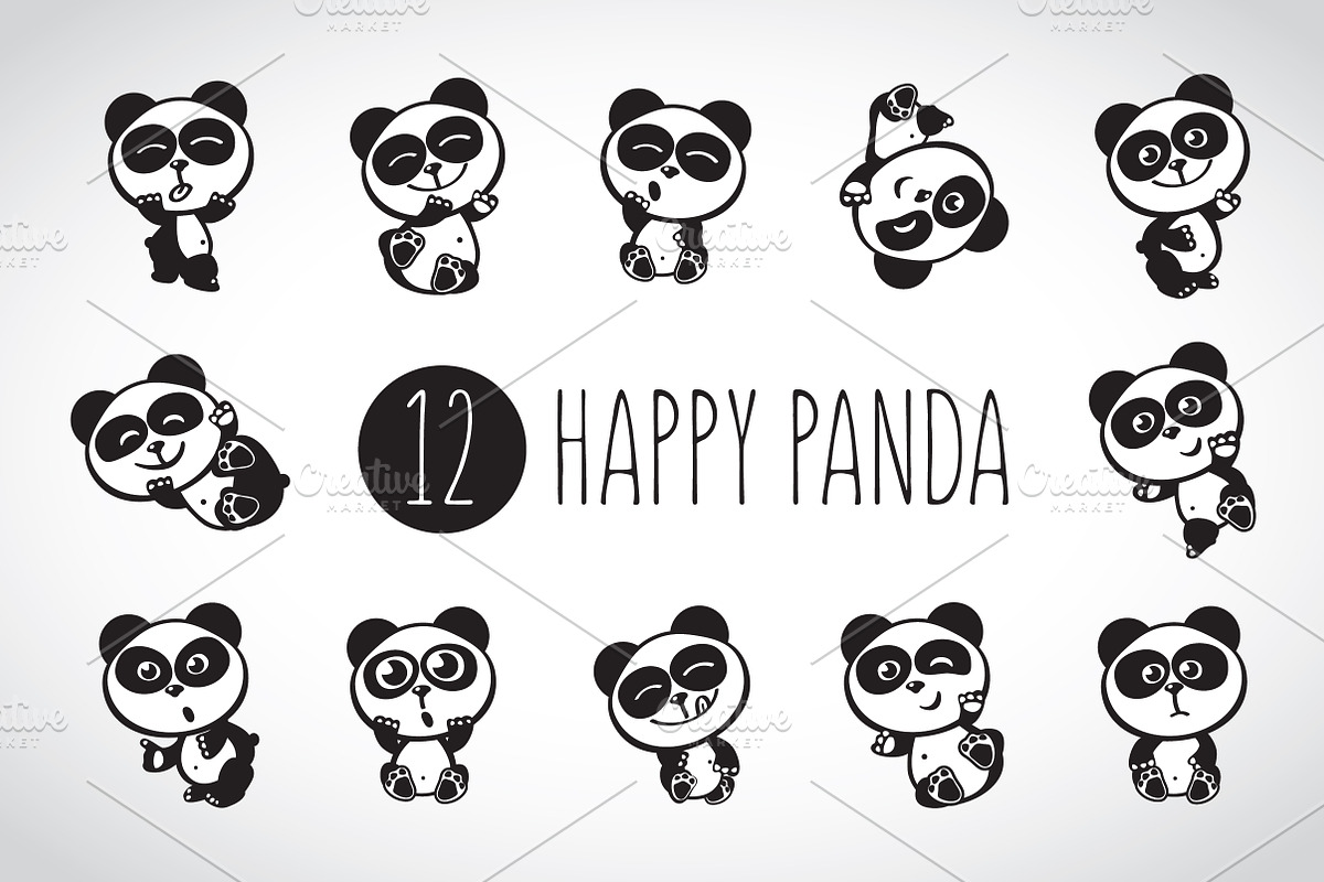 Happy panda (2 sets + 4 pattern), a Graphic by YuliaBiser (Photo 1 of 3)