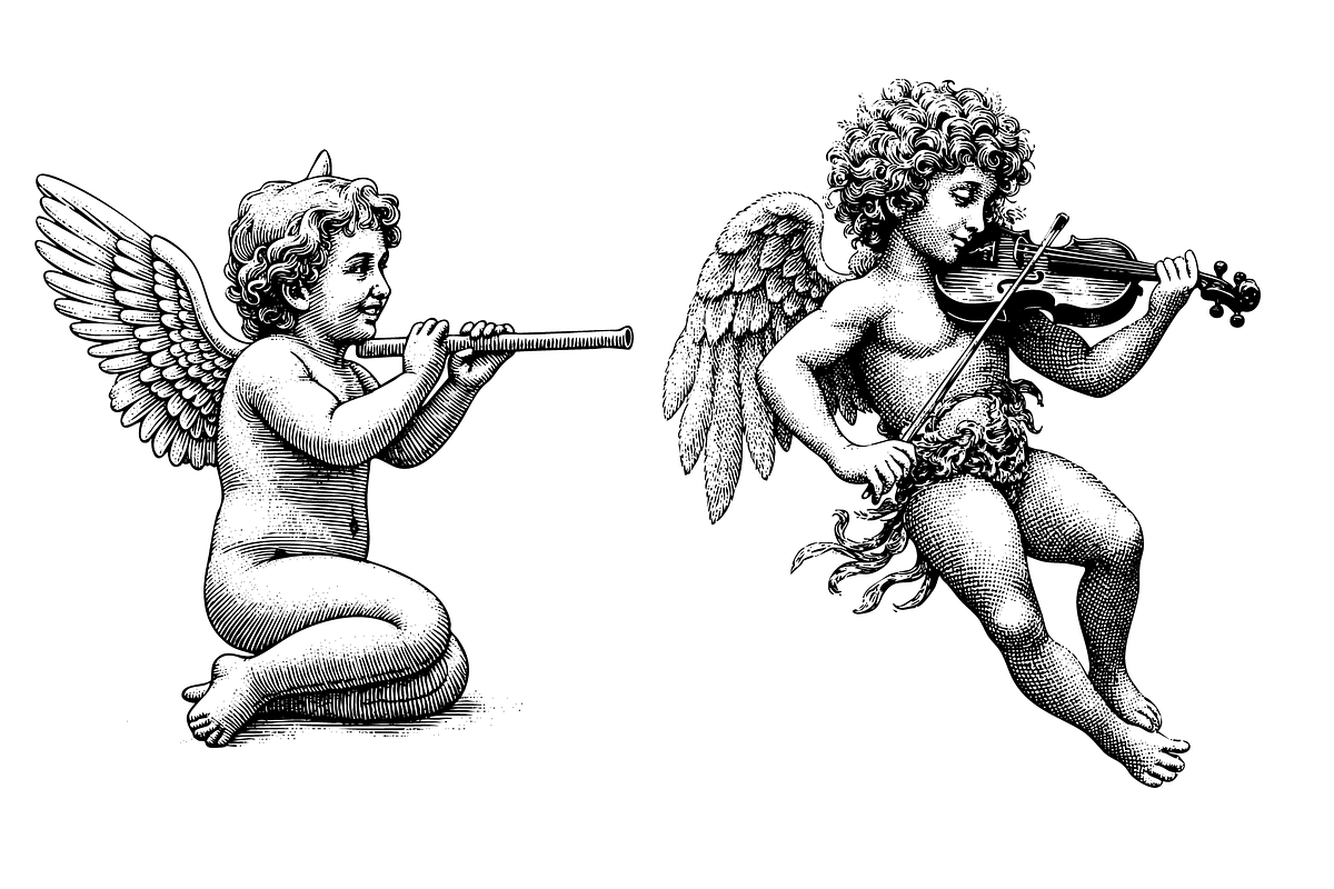 21 Cherub Illustrations - vector, a Decorative Illustration by Gonez Studio (Photo 12 of 13)