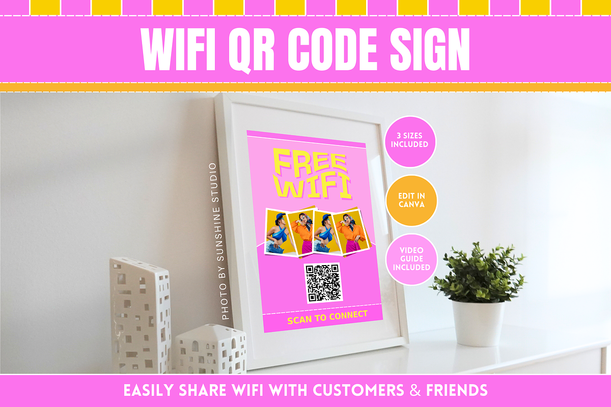 Purple WiFi QR Code Sign, a Flyer Template by SunshineStudioBoutique (Photo 1 of 11)