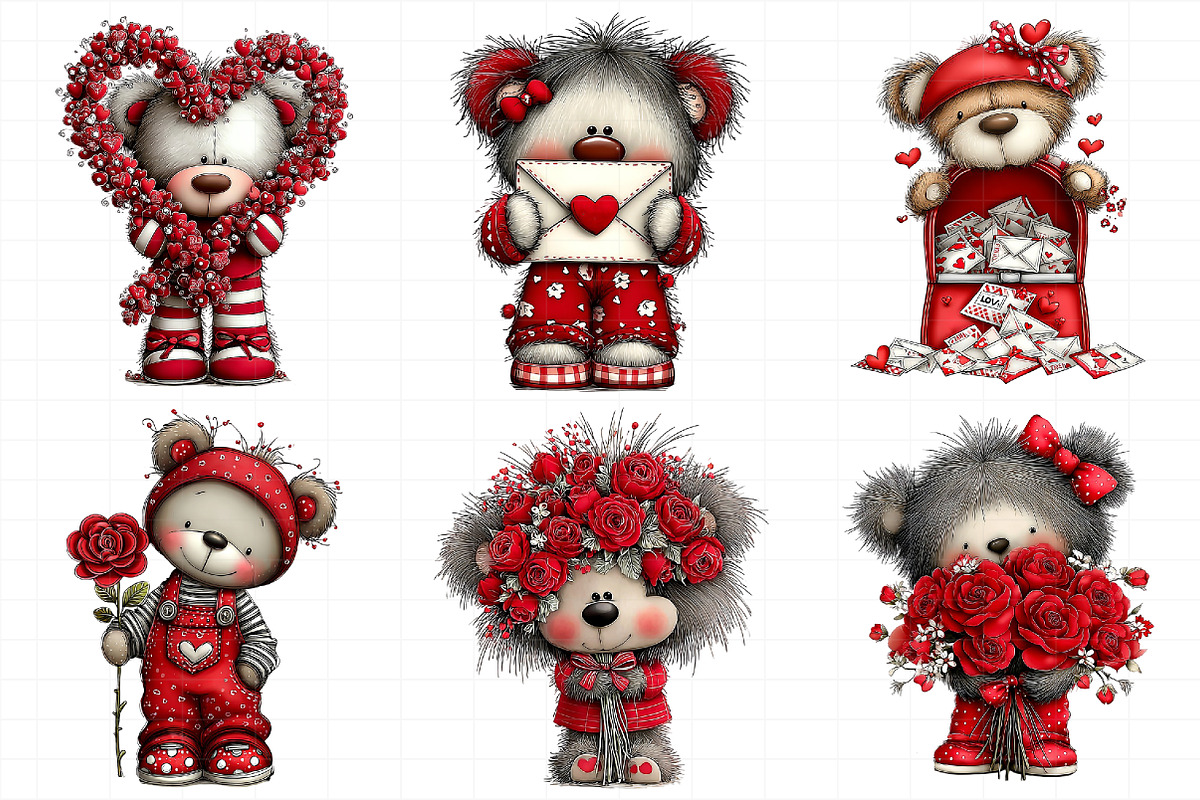 Valentine Teddy Bear Clipart, an Illustration by Daily.Designs (Photo 3 of 8)