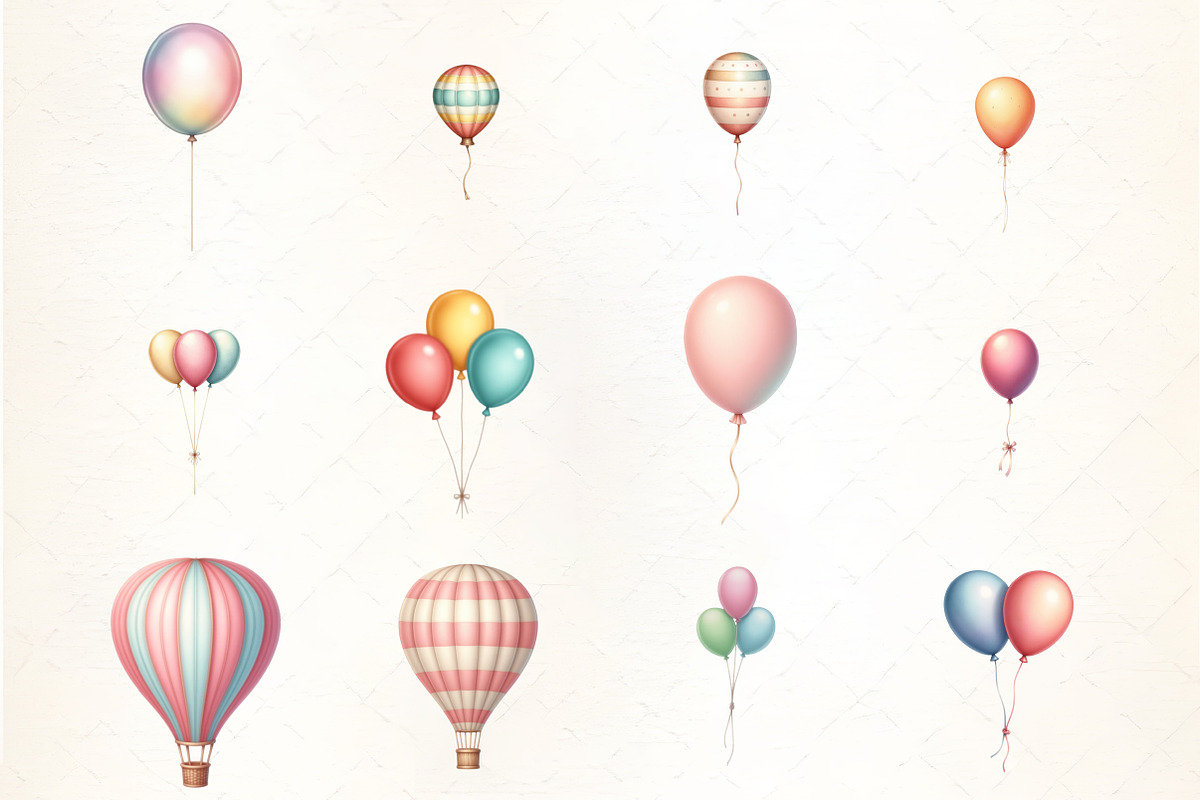 Hot Air Balloon Png, Pastel Balloons, an Illustration by CrexoraLab (Photo 3 of 5)