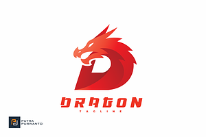 Letter D Dragon Gradient Logo