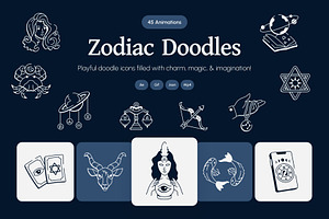 Animated Zodiac Drawing Art Set, an Outline Icon by Vectors Market