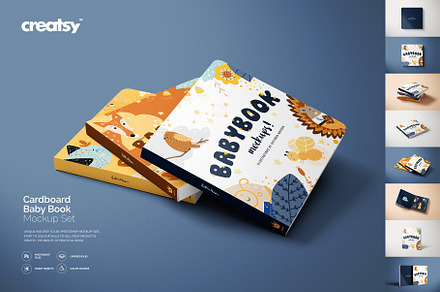 Cardboard Baby Book Mockup Set, a Books & Magazine Mockup by creatsy5