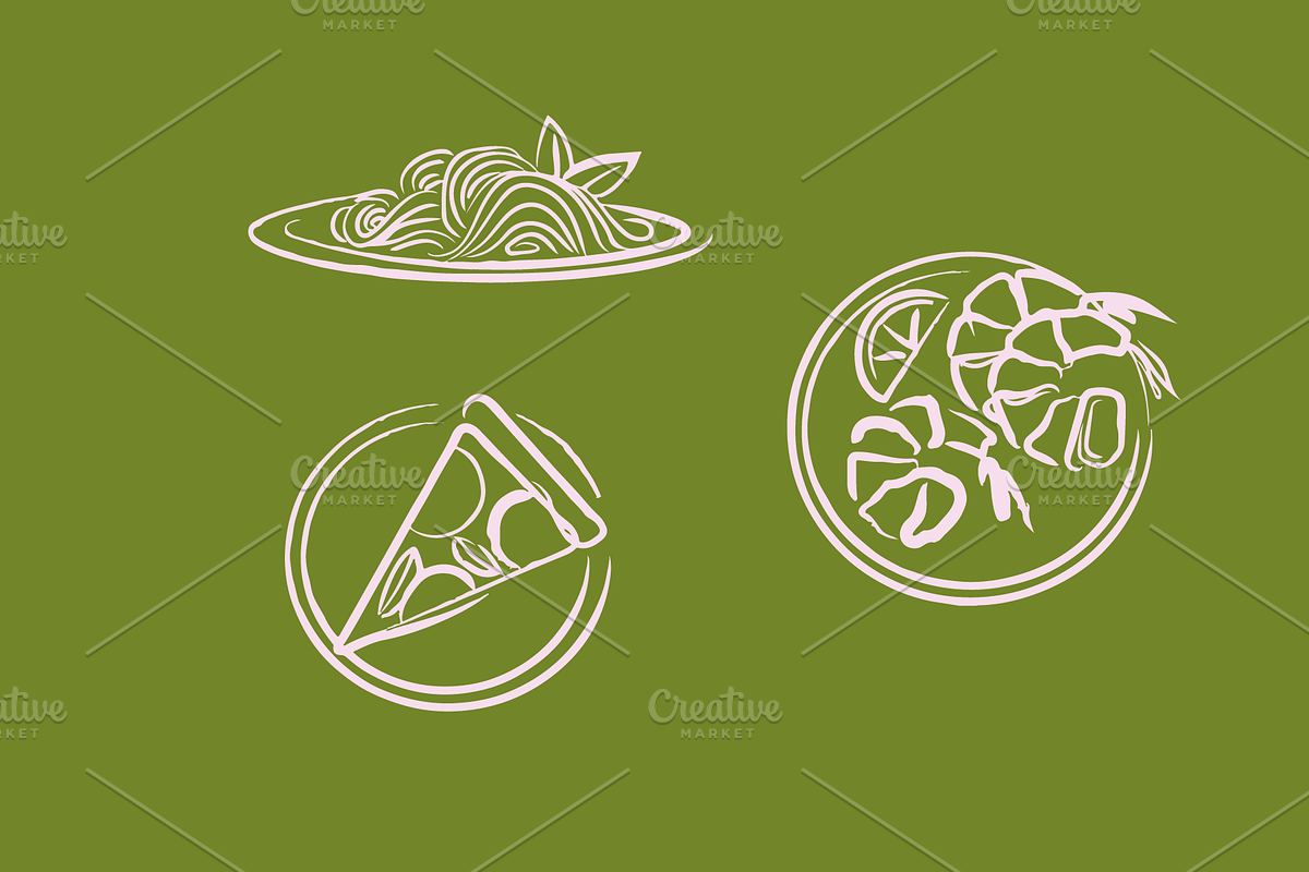 ITALIAN FOOD SET (16 ELEMENTS), a Food Illustration by Bonfloret Studio (Photo 2 of 6)