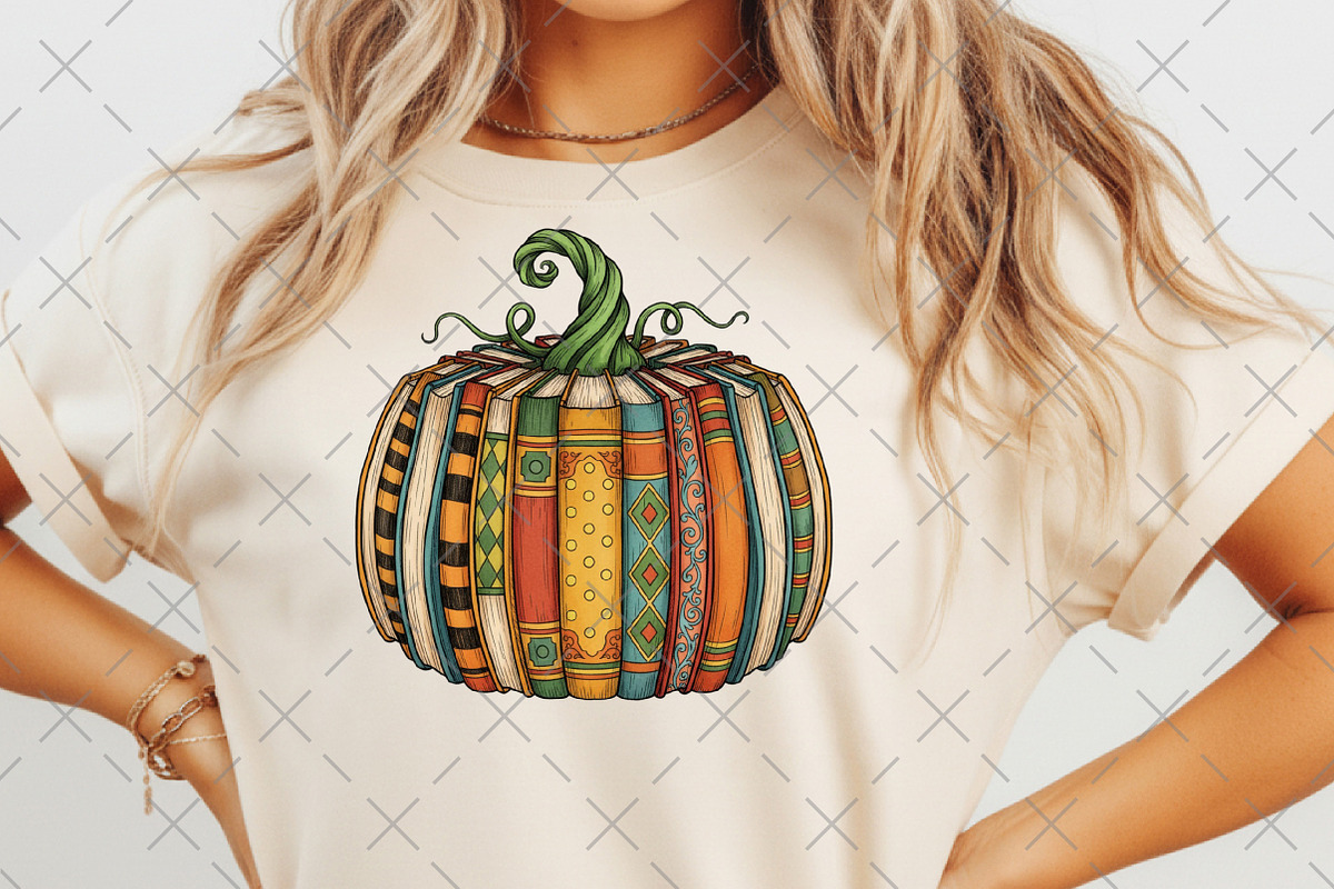 Retro Fall Book Pumpkin Png, an Illustration by Craft Nest (Photo 5 of 6)