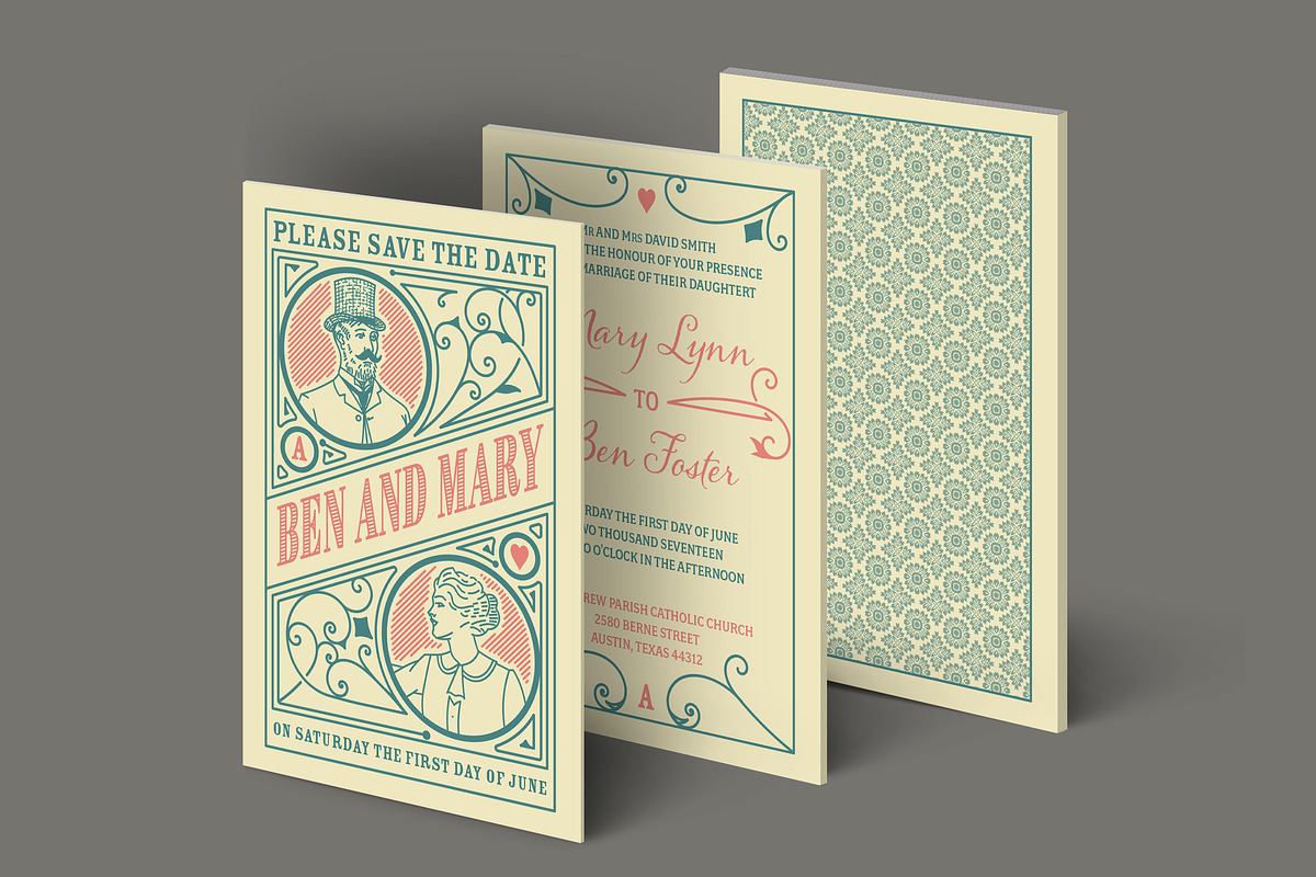 Mega Set Vintage Wedding Invitations, an Invitation Template by OneVectorStock (Photo 4 of 18)