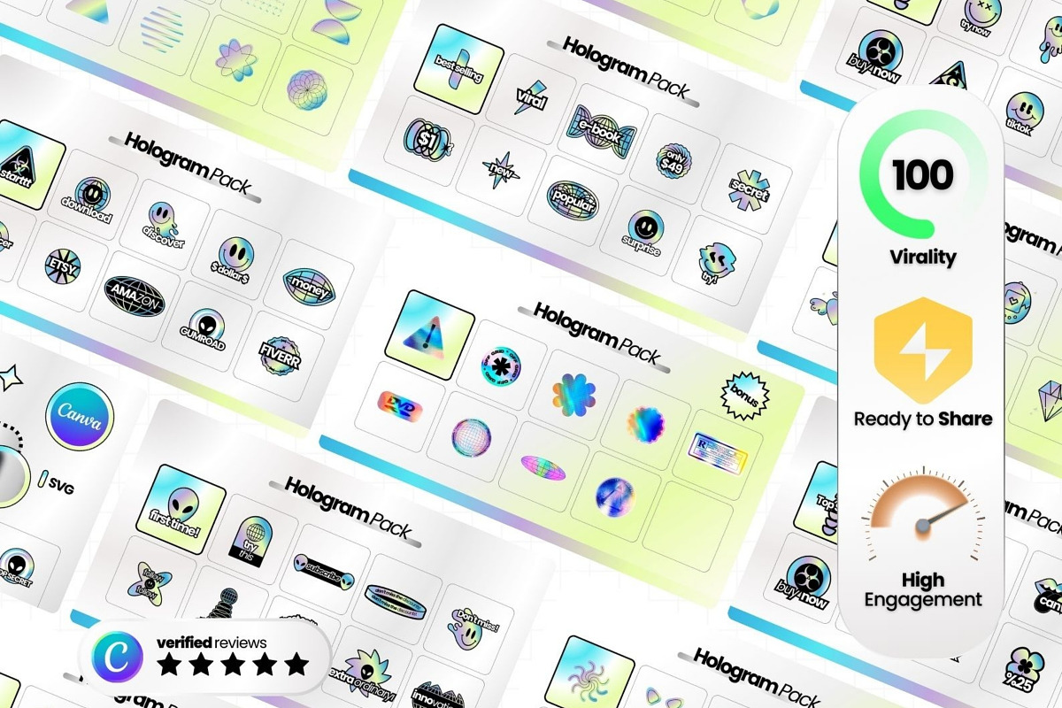 Hologram Pack Canva Templates, a Social Media Template by Virall (Photo 2 of 10)