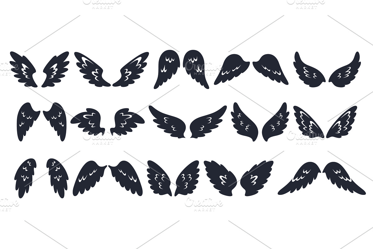 Angel wings silhouettes. Graphic, an Animal Illustration by Vectorbuum