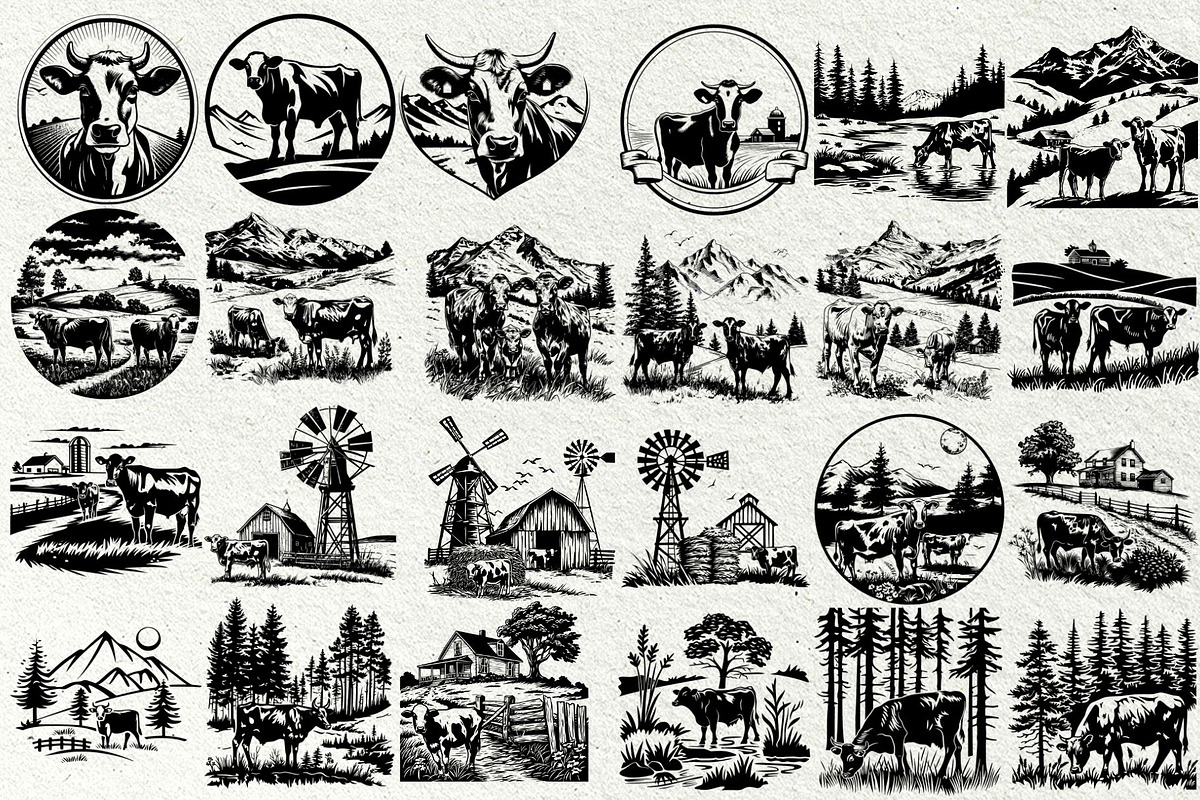 Cow SVG Bundle. Farm scene, an Animal Illustration by DENIDigitalArtSudio (Photo 6 of 8)