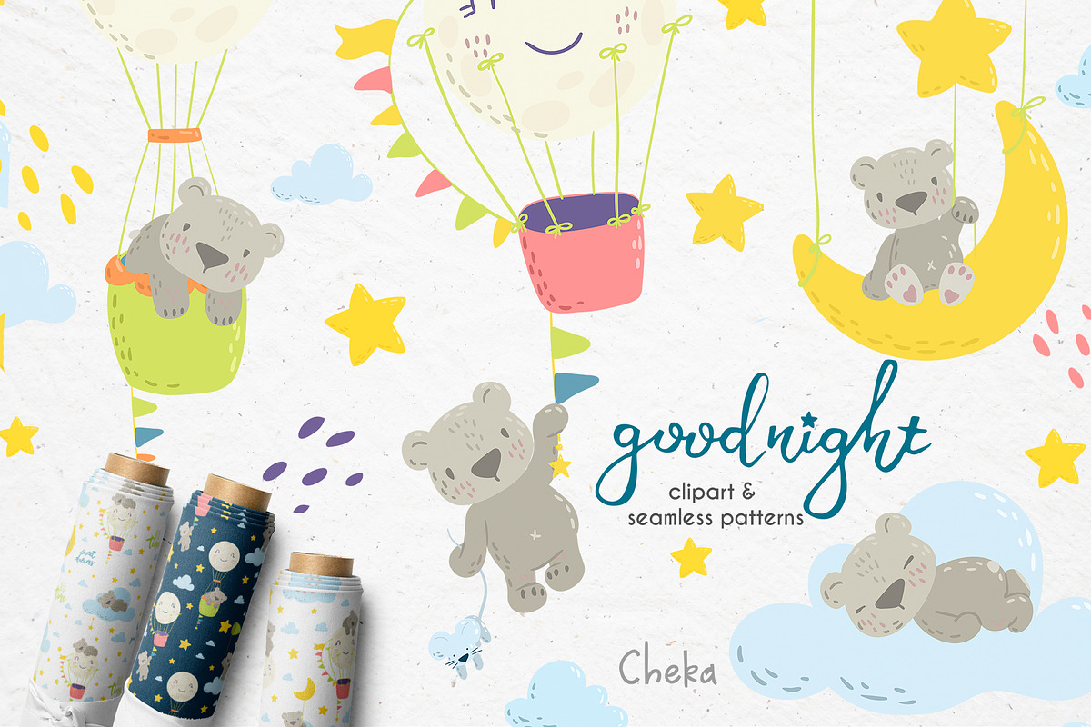 Good night. Cute bears collection., an Animal Illustration by Kate Art (Photo 1 of 14)