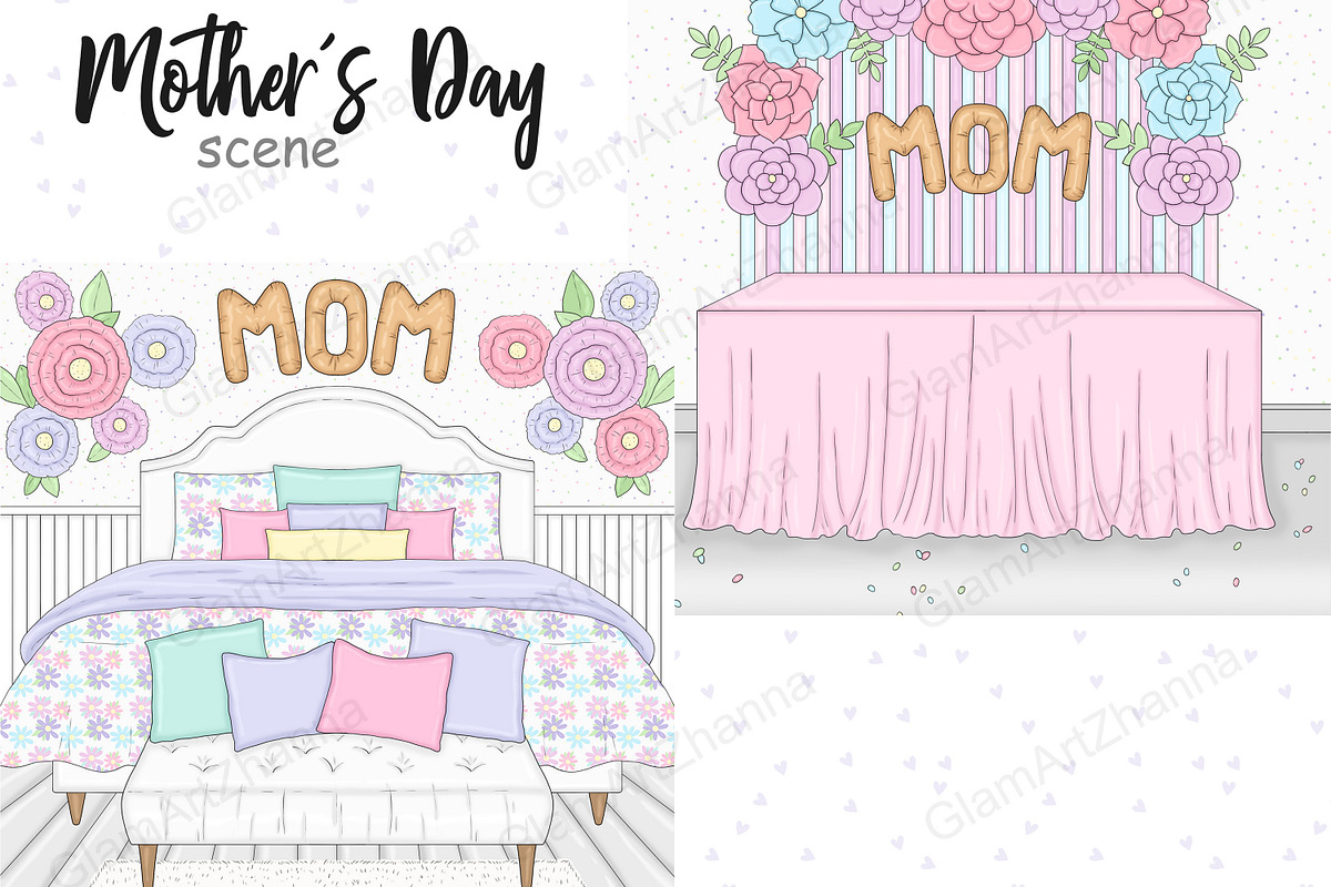 Mother's Day Pastel Scene, a Seasonal Illustration by GlamArtZhanna (Photo 2 of 3)