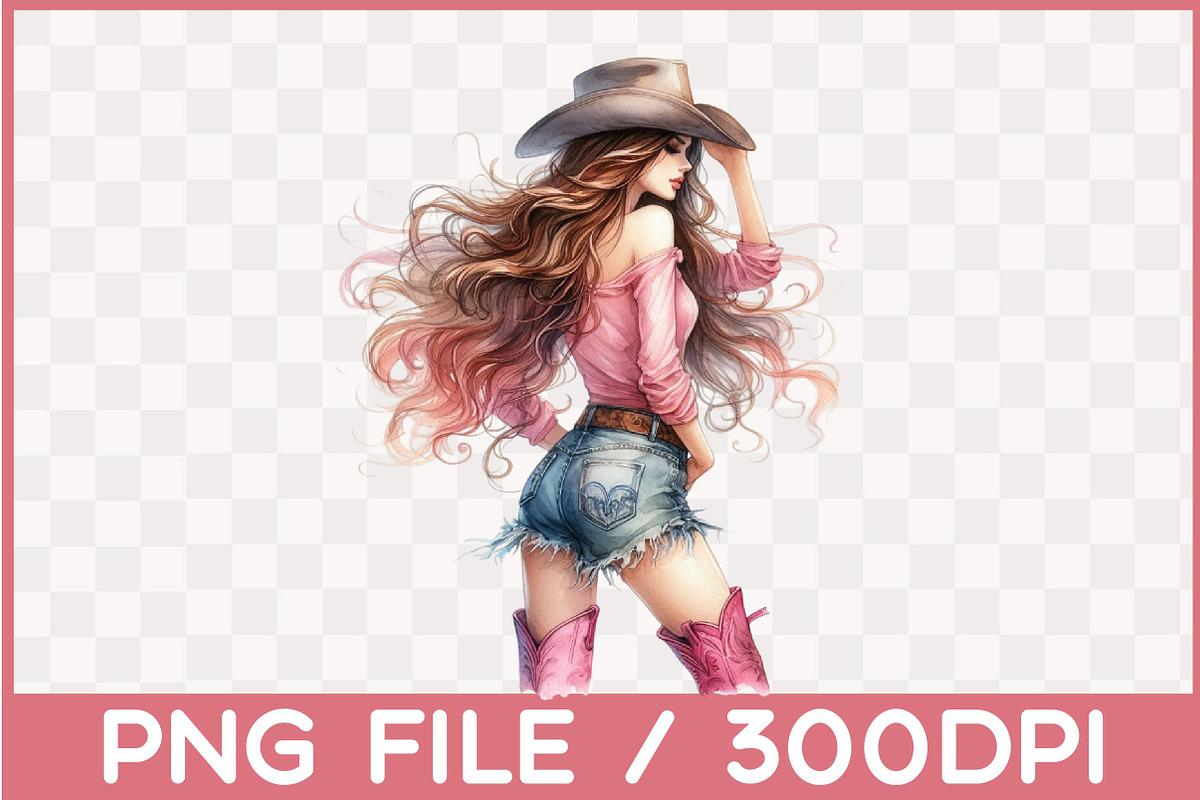 Pink Cowgirl Summer Clipart, a Graphic by Designking (Photo 2 of 4)