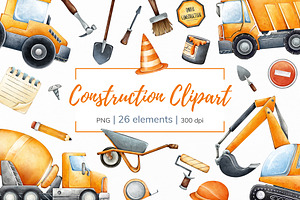 Watercolor Construction Clipart PNG, a Transportation Illustration by Mespilia