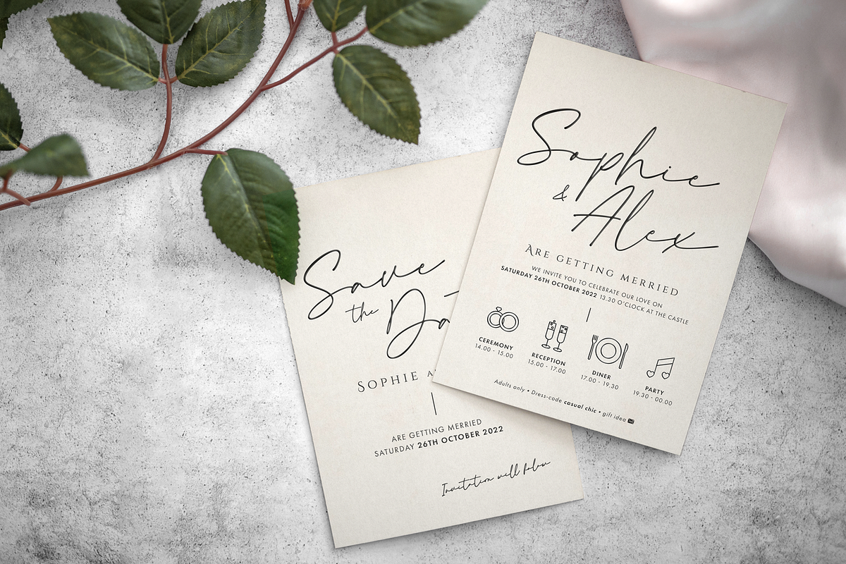 Clean &Minimal Wedding Card Template, an Invitation Template by Esther van Helmont (Photo 2 of 5)