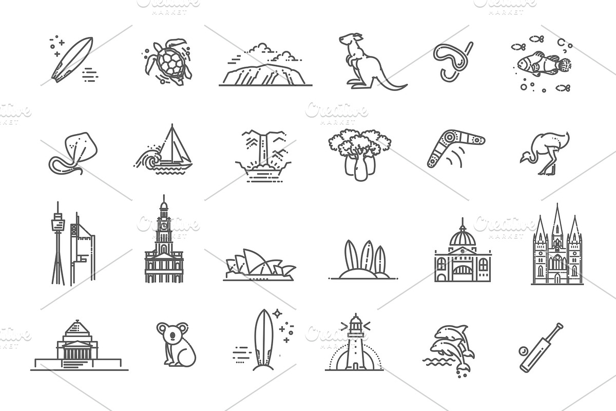 Australia. Vector icons set, an Animal Illustration by Tettygreen (Photo 3 of 3)
